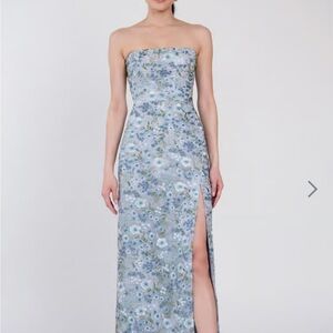 Jenny Yoo Strapless Floral Blue Dress